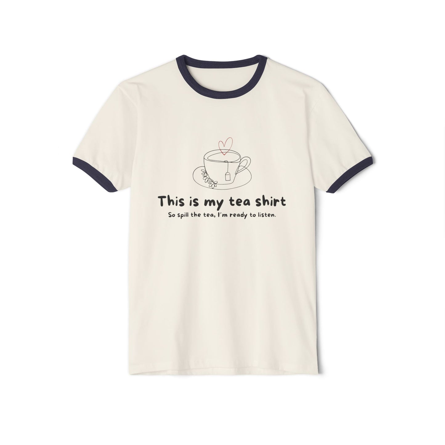 “Spill the Tea” Unisex Cotton Ringer T-Shirt - Perfect for Tea Parties, Gifts, Casual Wear, Unique Tea Lover Gift, Summer Style