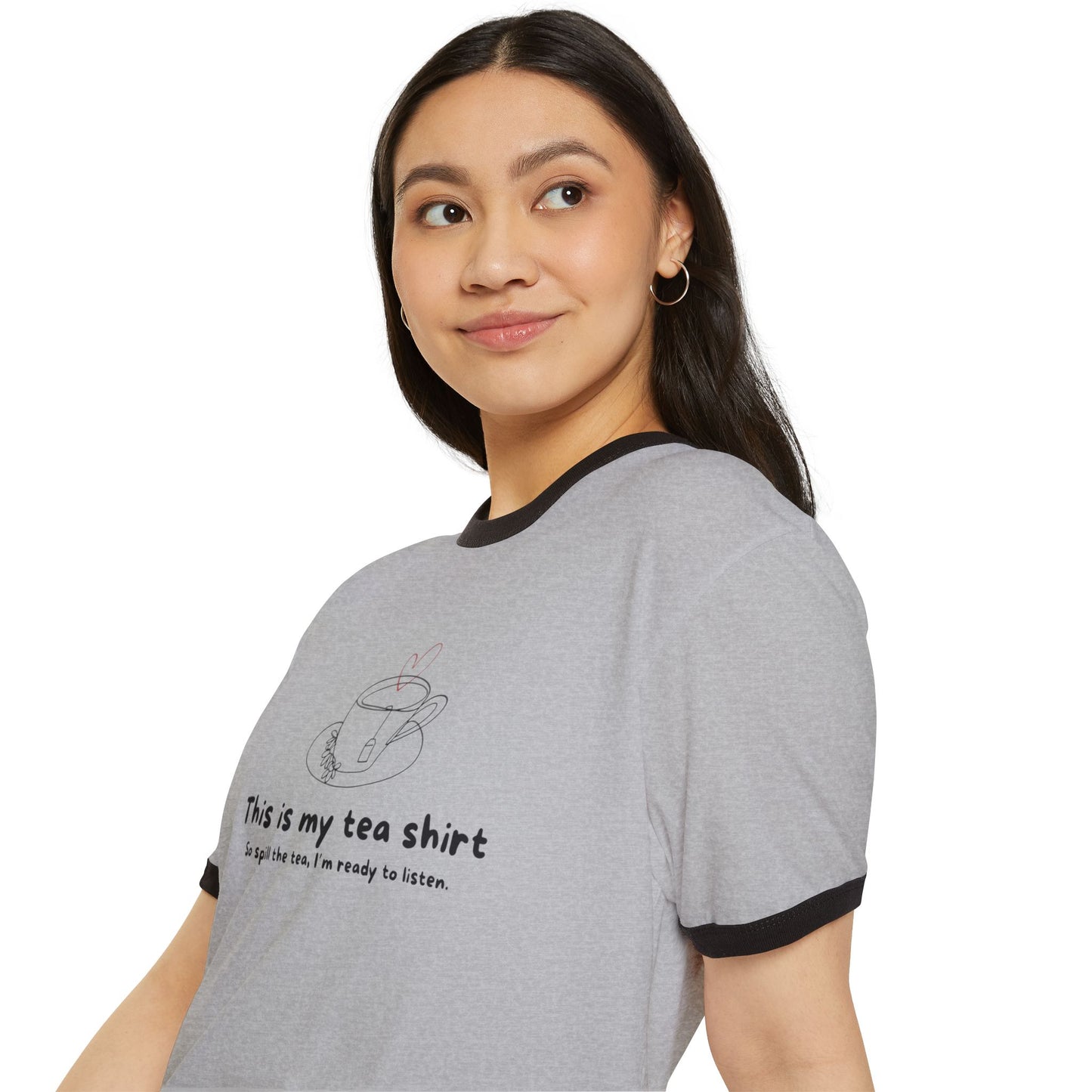 “Spill the Tea” Unisex Cotton Ringer T-Shirt - Perfect for Tea Parties, Gifts, Casual Wear, Unique Tea Lover Gift, Summer Style