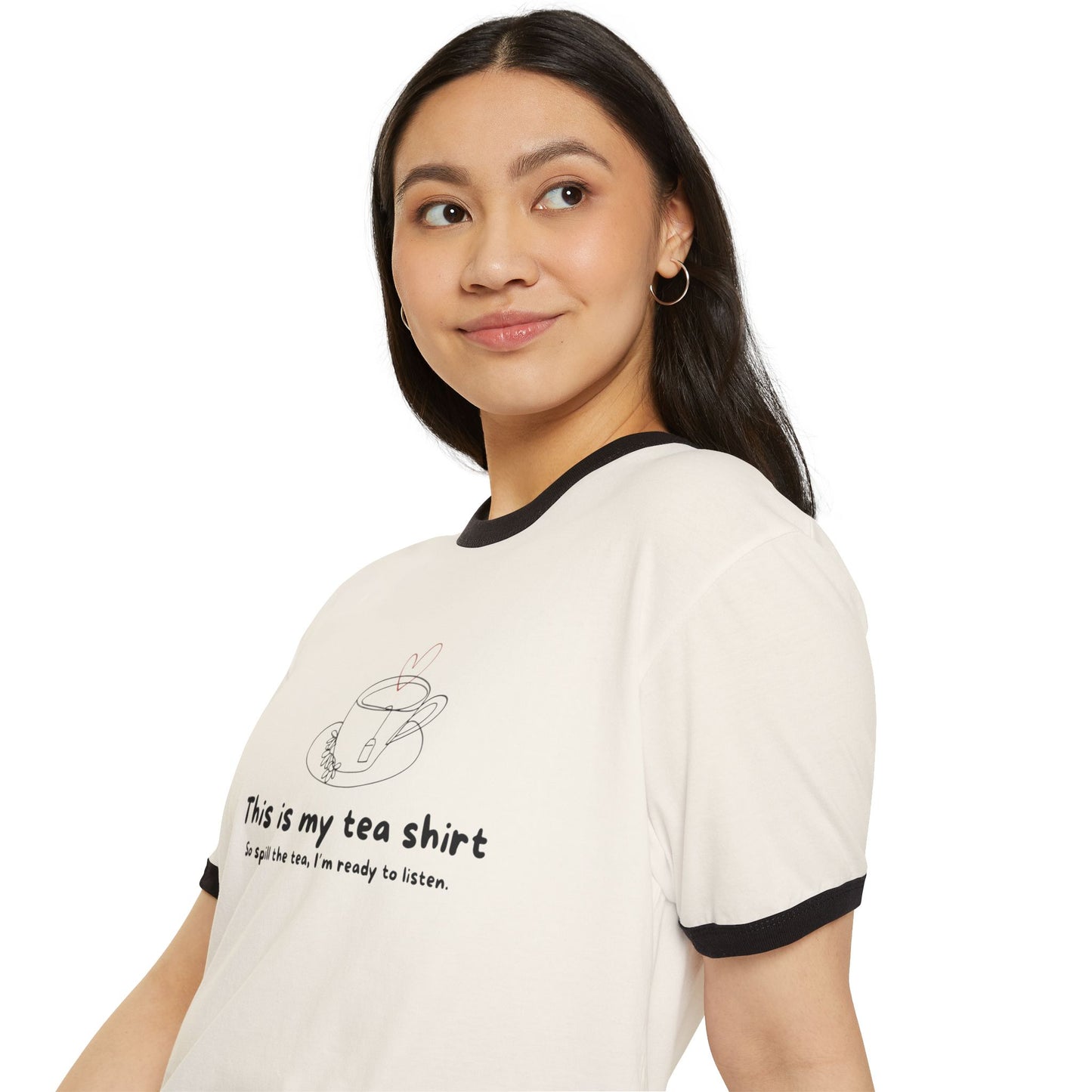“Spill the Tea” Unisex Cotton Ringer T-Shirt - Perfect for Tea Parties, Gifts, Casual Wear, Unique Tea Lover Gift, Summer Style