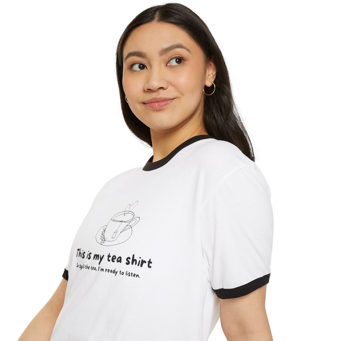 “Spill the Tea” Unisex Cotton Ringer T-Shirt - Perfect for Tea Parties, Gifts, Casual Wear, Unique Tea Lover Gift, Summer Style