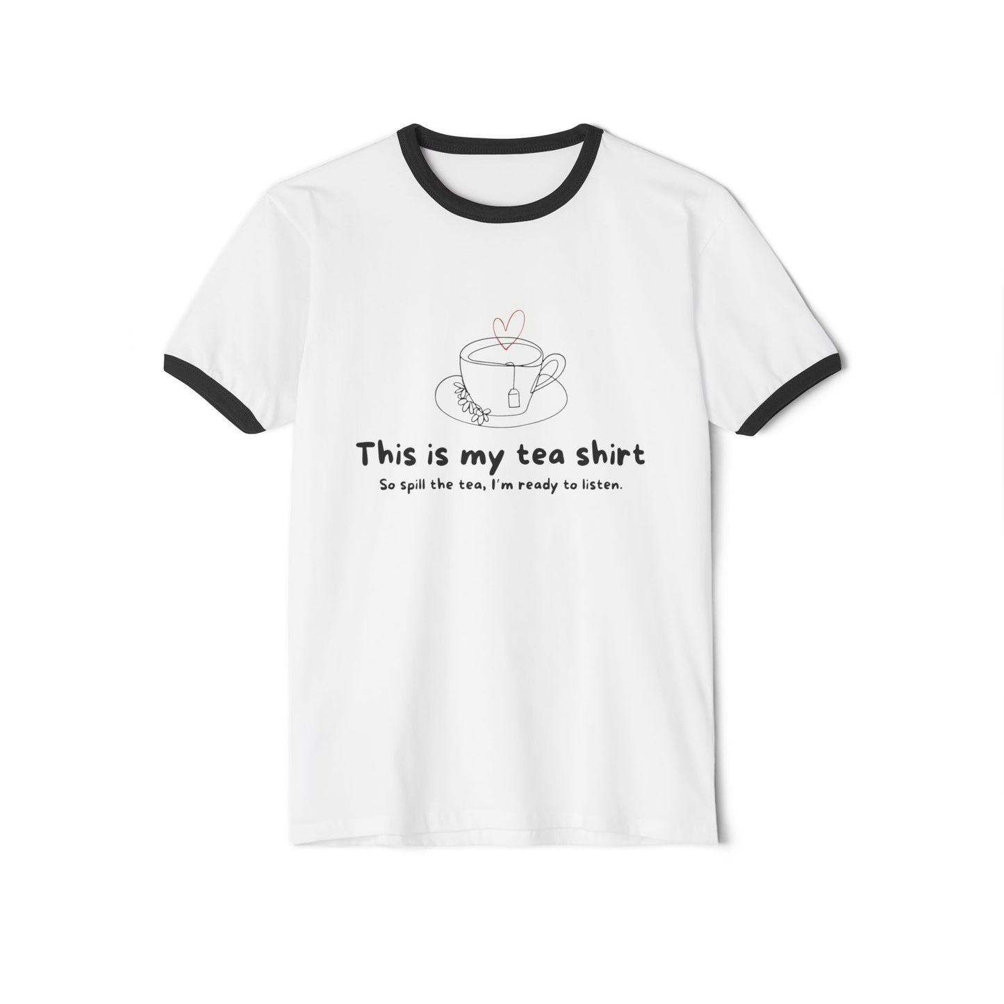 “Spill the Tea” Unisex Cotton Ringer T-Shirt - Perfect for Tea Parties, Gifts, Casual Wear, Unique Tea Lover Gift, Summer Style