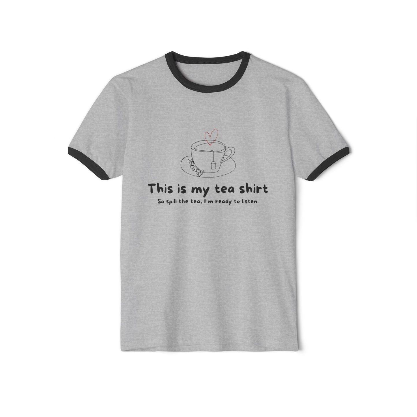 “Spill the Tea” Unisex Cotton Ringer T-Shirt - Perfect for Tea Parties, Gifts, Casual Wear, Unique Tea Lover Gift, Summer Style