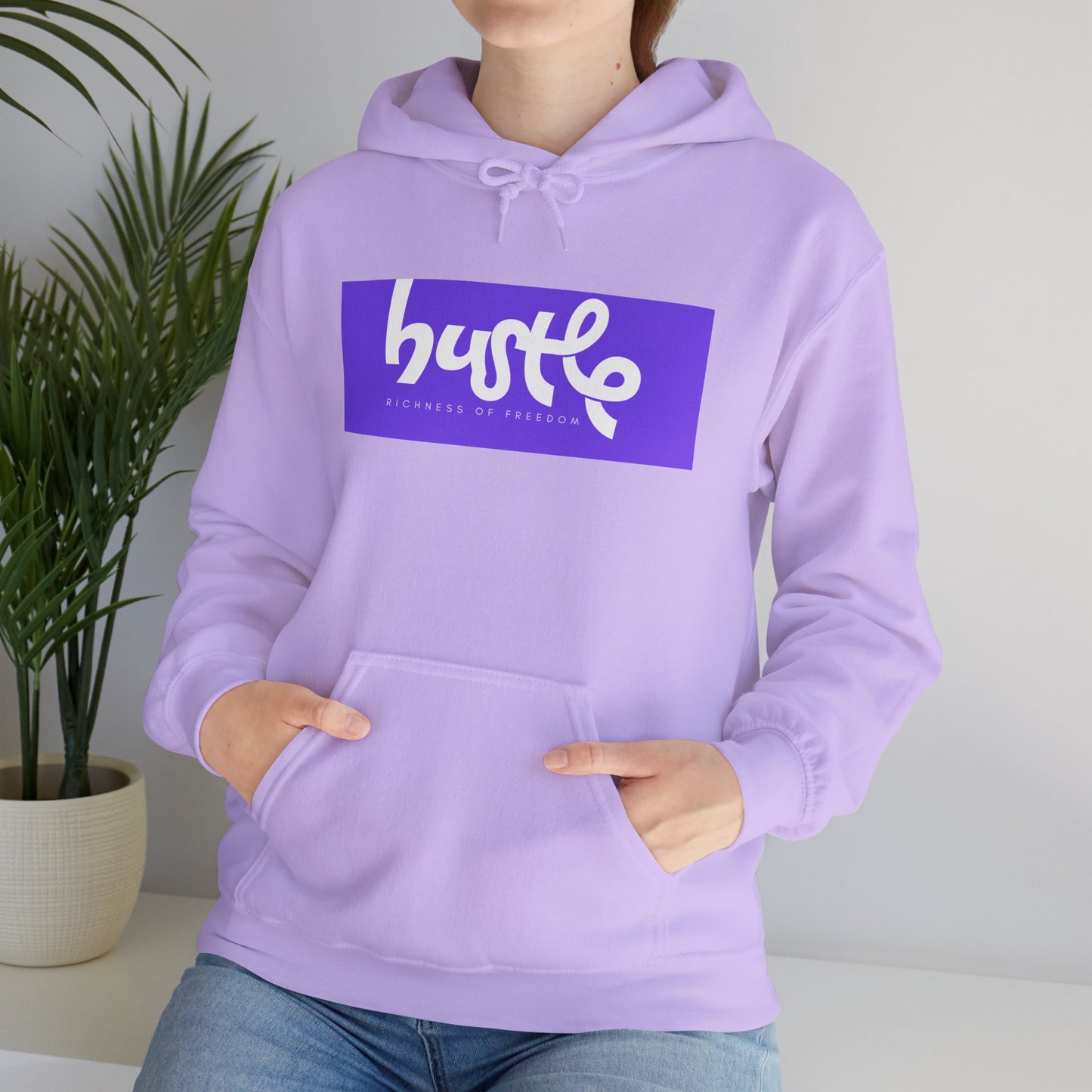 "Hustle • Richness of Freedom" - Unisex Heavy Blend Hooded Sweatshirt - Cozy Motivation for Everyday Wear, Gift for Entrepreneurs, Casual Style, Relaxed Fit