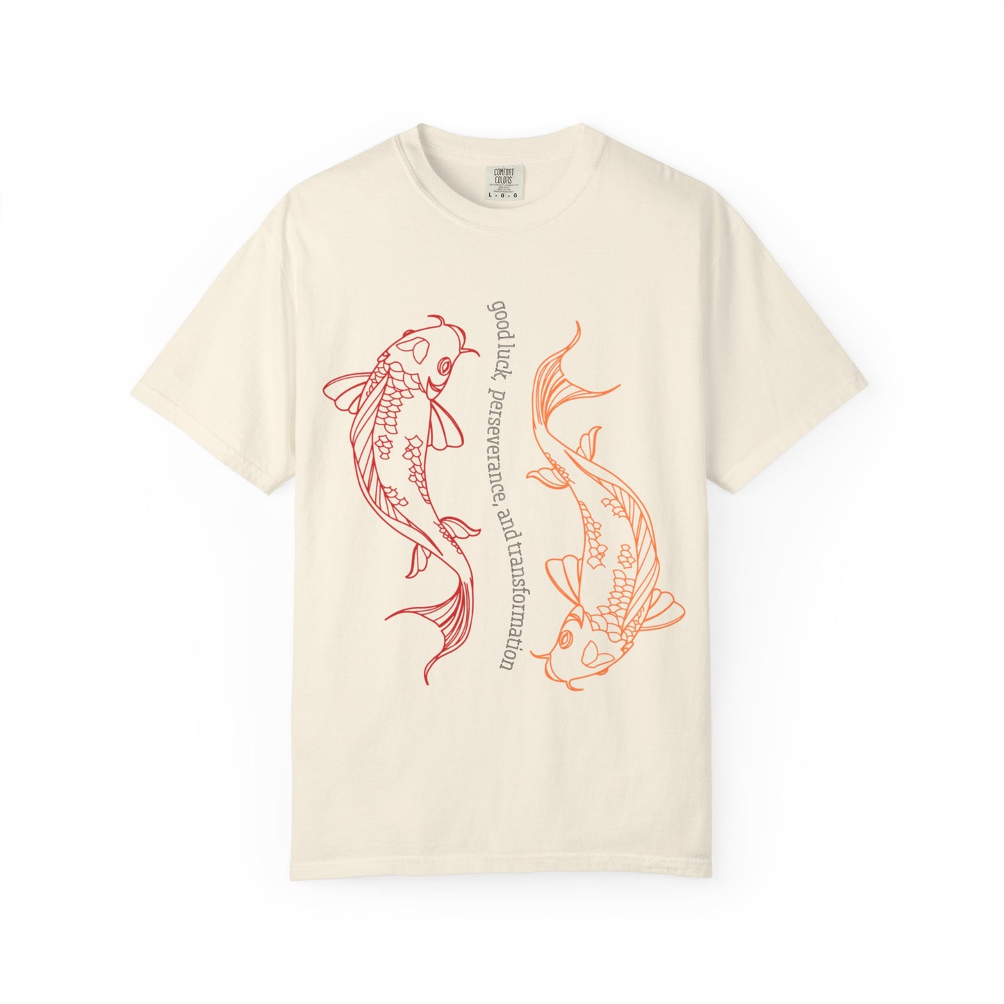 “Good Luck Koi Fish” T-shirt | Unisex Garment-Dyed Tee | Beachwear, Gift, Casual Outfit, Meditation, Self-Care