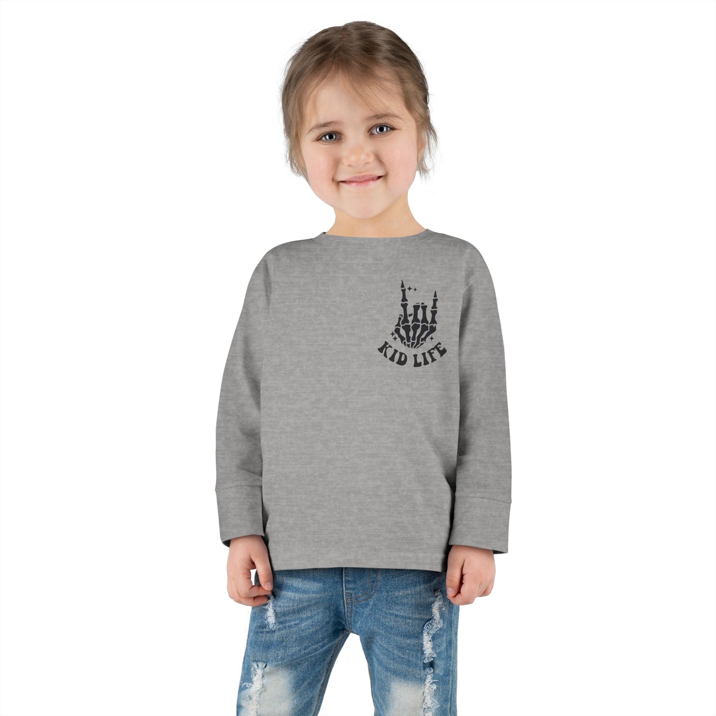 'Kid Life' Skeleton Hand Graphic - Toddler Long Sleeve Tee