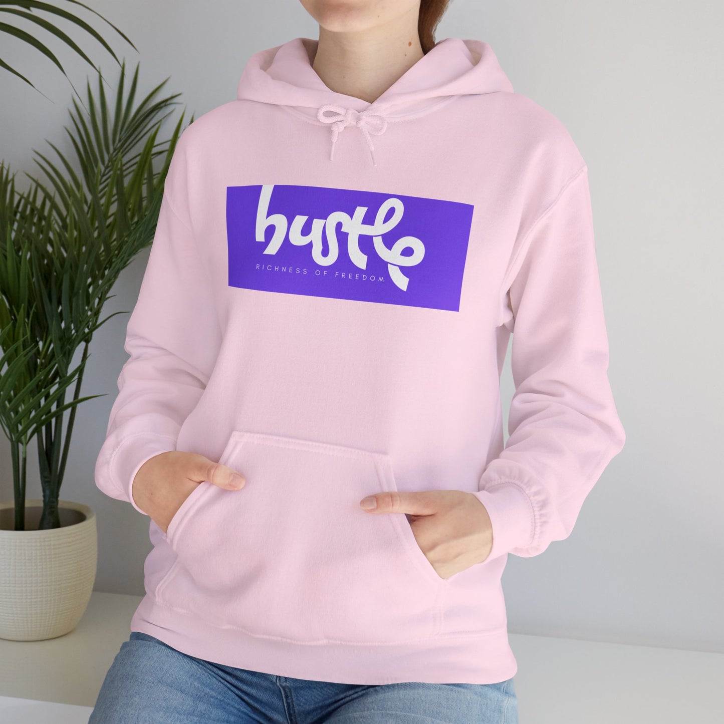 "Hustle • Richness of Freedom" - Unisex Heavy Blend Hooded Sweatshirt - Cozy Motivation for Everyday Wear, Gift for Entrepreneurs, Casual Style, Relaxed Fit