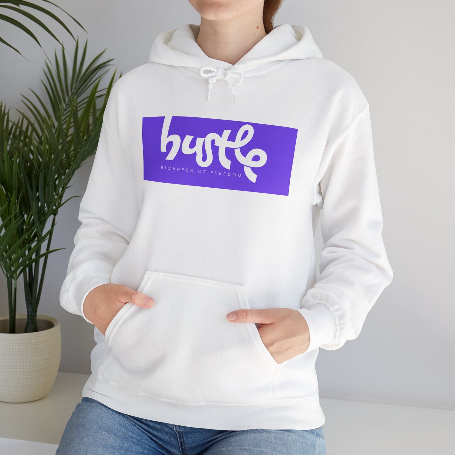"Hustle • Richness of Freedom" - Unisex Heavy Blend Hooded Sweatshirt - Cozy Motivation for Everyday Wear, Gift for Entrepreneurs, Casual Style, Relaxed Fit