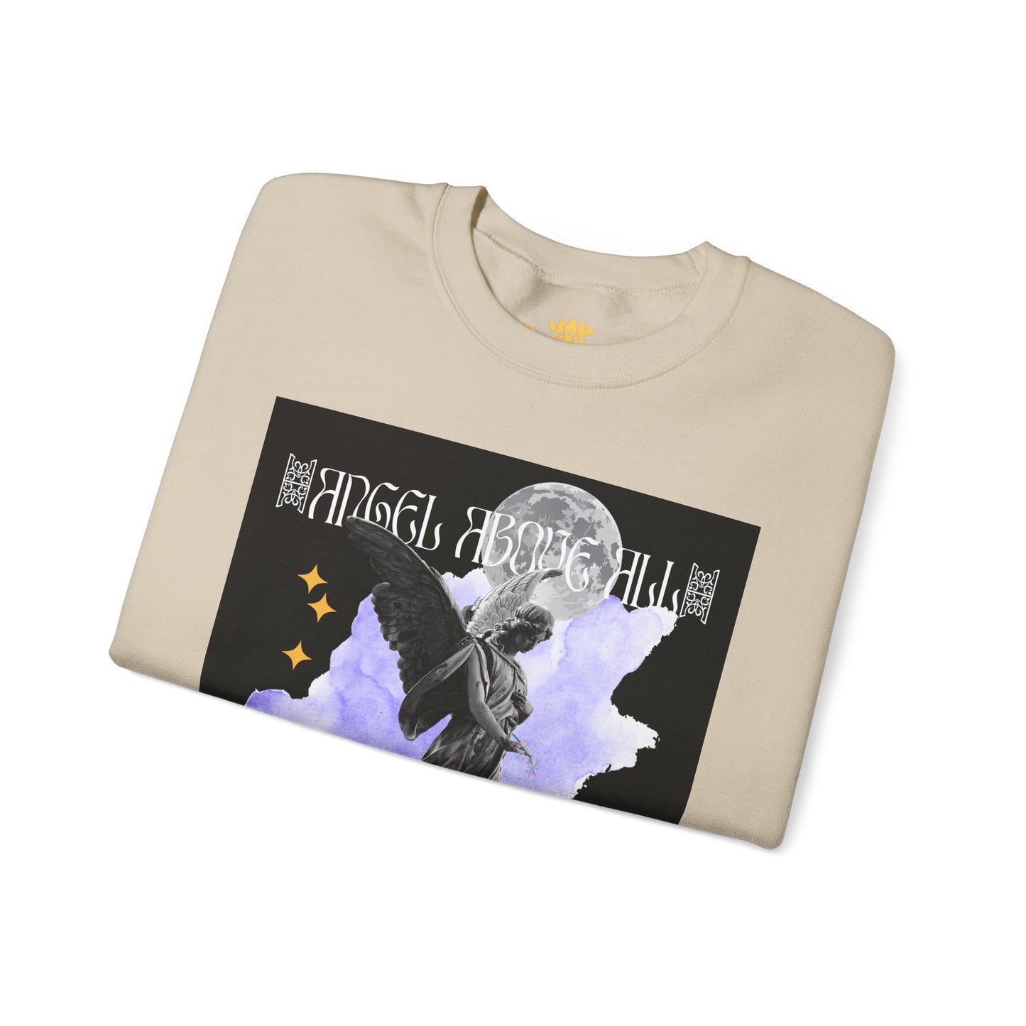 Angel Moon Graphic Sweatshirt — Gothic Angel Illustration Crewneck