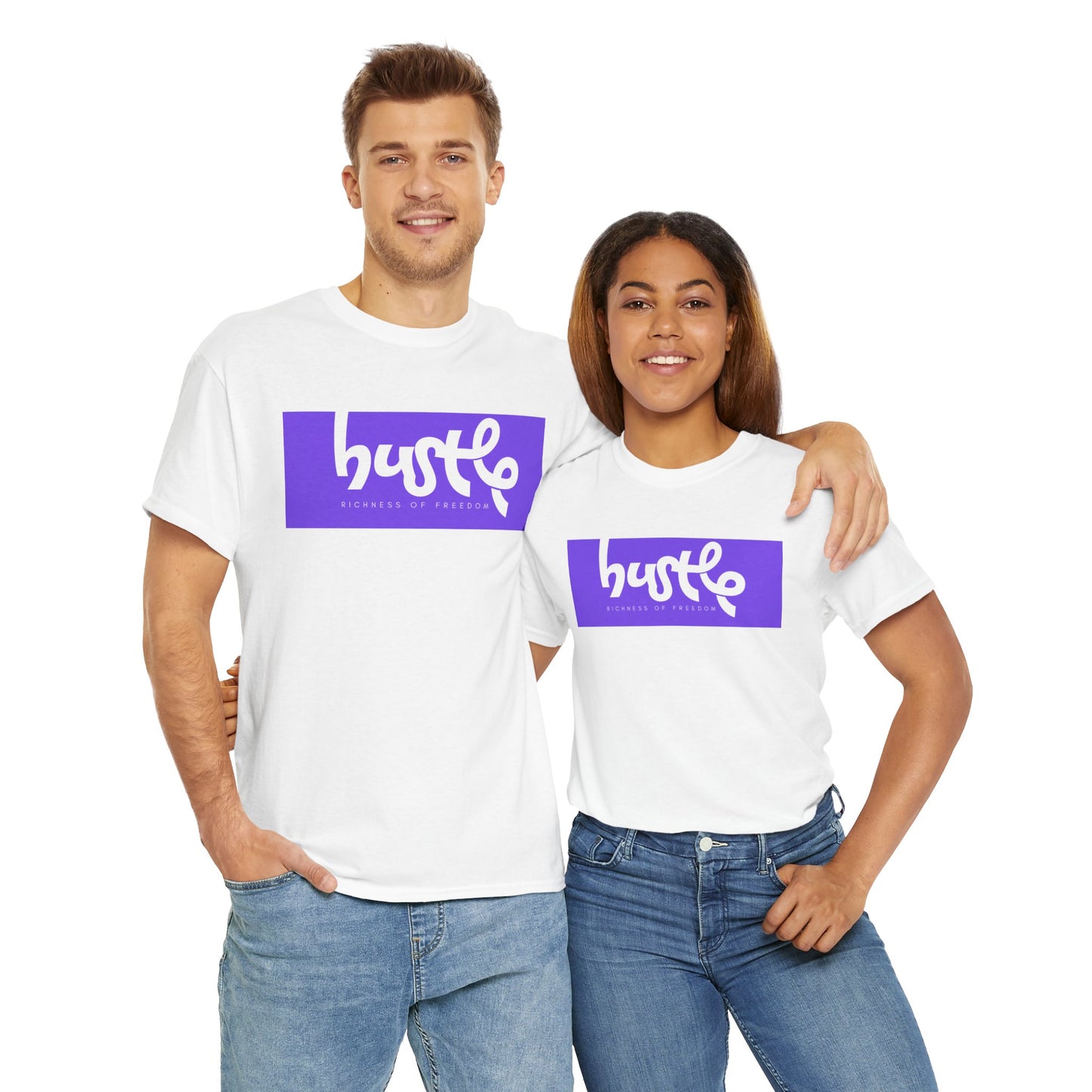 “Hustle • Richness of Freedom” - Unisex Heavy Cotton Tee | Motivational Streetwear, Casual Attire, Gift for Entrepreneurs, Comfortable Everyday Wear