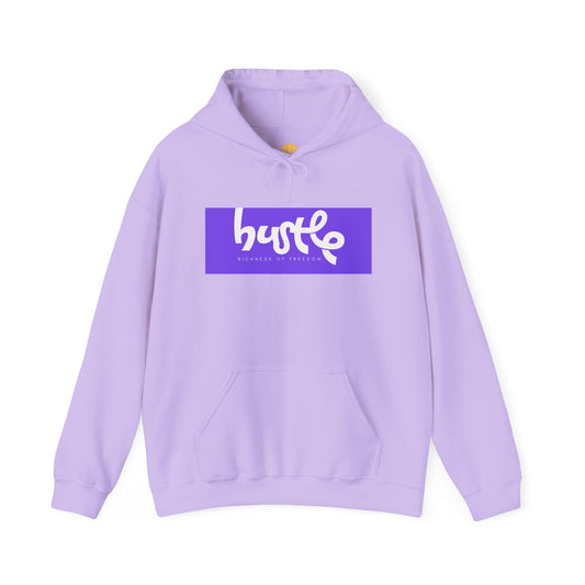 "Hustle • Richness of Freedom" - Unisex Heavy Blend Hooded Sweatshirt - Cozy Motivation for Everyday Wear, Gift for Entrepreneurs, Casual Style, Relaxed Fit