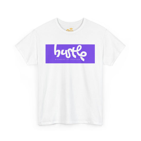 “Hustle • Richness of Freedom” - Unisex Heavy Cotton Tee | Motivational Streetwear, Casual Attire, Gift for Entrepreneurs, Comfortable Everyday Wear