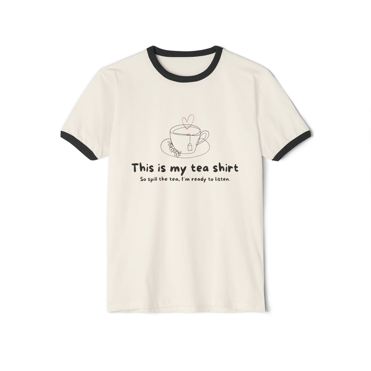 “Spill the Tea” Unisex Cotton Ringer T-Shirt - Perfect for Tea Parties, Gifts, Casual Wear, Unique Tea Lover Gift, Summer Style