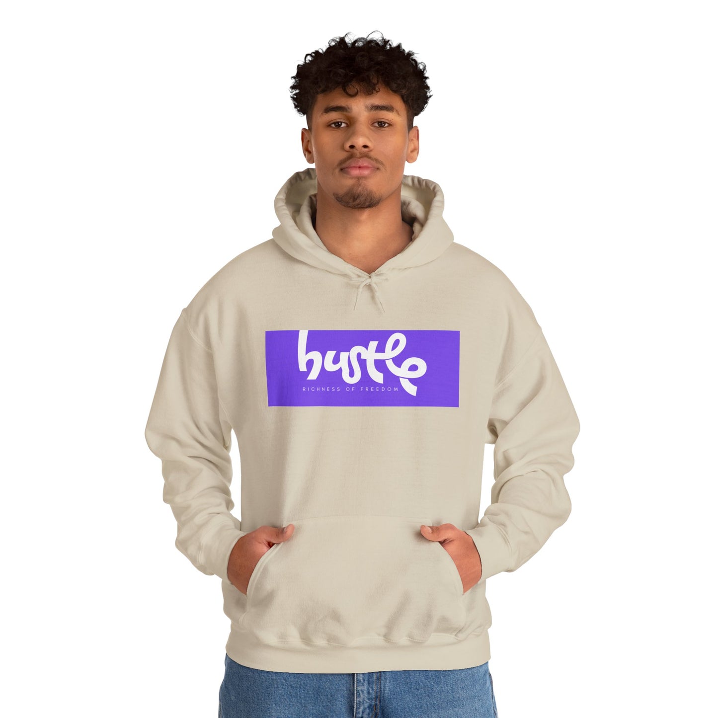"Hustle • Richness of Freedom" - Unisex Heavy Blend Hooded Sweatshirt - Cozy Motivation for Everyday Wear, Gift for Entrepreneurs, Casual Style, Relaxed Fit