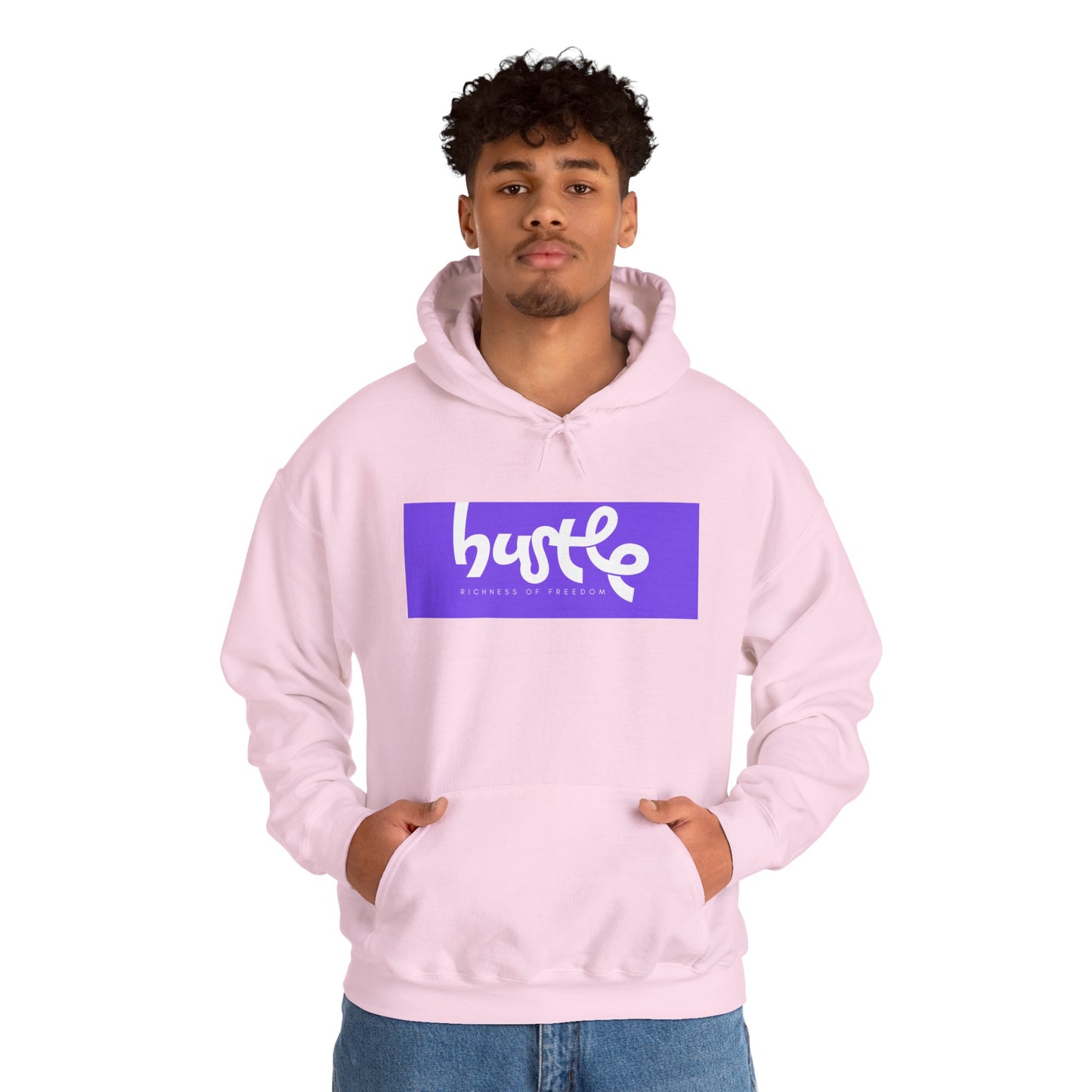 "Hustle • Richness of Freedom" - Unisex Heavy Blend Hooded Sweatshirt - Cozy Motivation for Everyday Wear, Gift for Entrepreneurs, Casual Style, Relaxed Fit