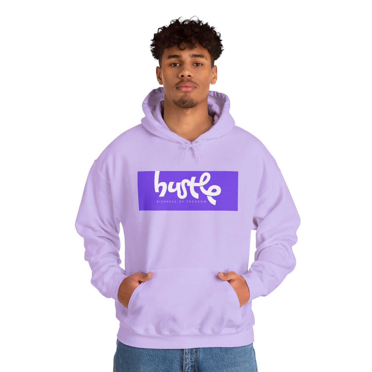 "Hustle • Richness of Freedom" - Unisex Heavy Blend Hooded Sweatshirt - Cozy Motivation for Everyday Wear, Gift for Entrepreneurs, Casual Style, Relaxed Fit