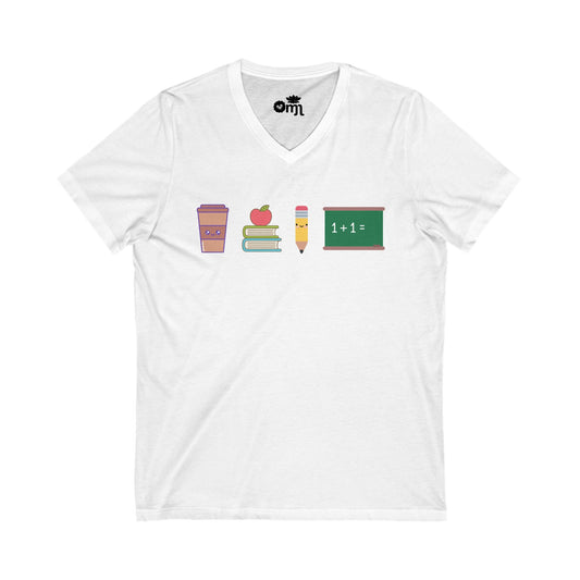“Teacher's Day” V-Neck Tee, School Shirt, Educational Apparel, Gifts for Educators, Classroom Style, Unisex Teacher Tee