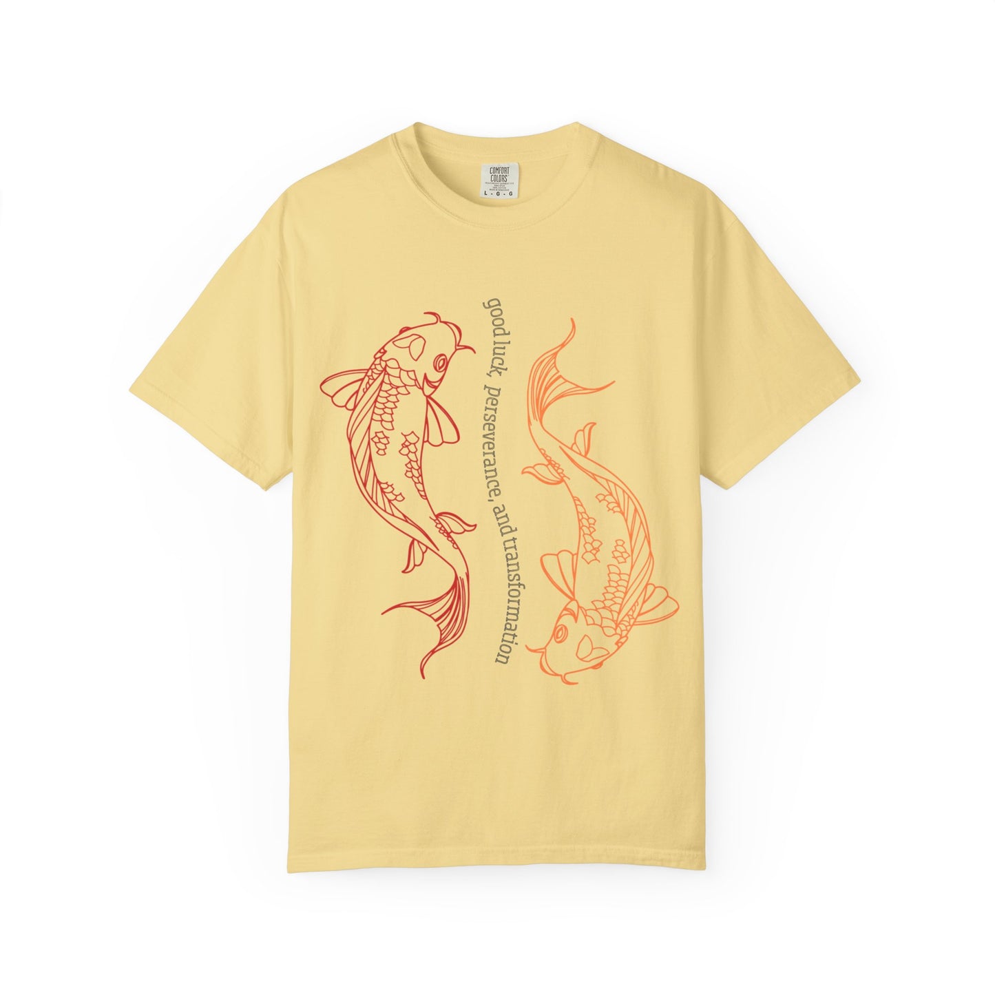“Good Luck Koi Fish” T-shirt | Unisex Garment-Dyed Tee | Beachwear, Gift, Casual Outfit, Meditation, Self-Care